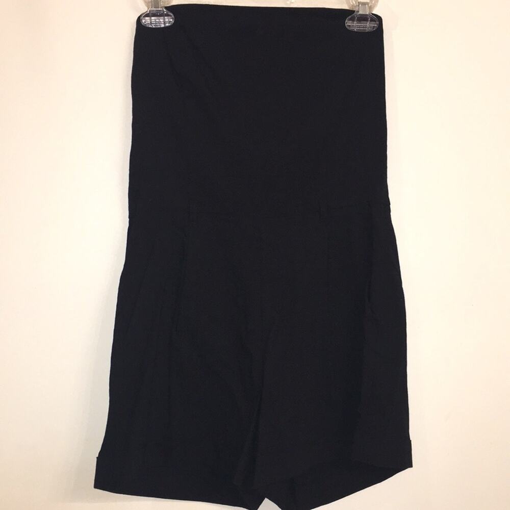 Theory Bree Strapless Black Linen Blend Romper Size 8